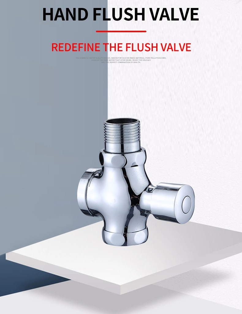 Widely Used Chrome Plate Brass Body Single Handle Water Valves Factory Price Time-Delay Flush Valve for Public Toilet