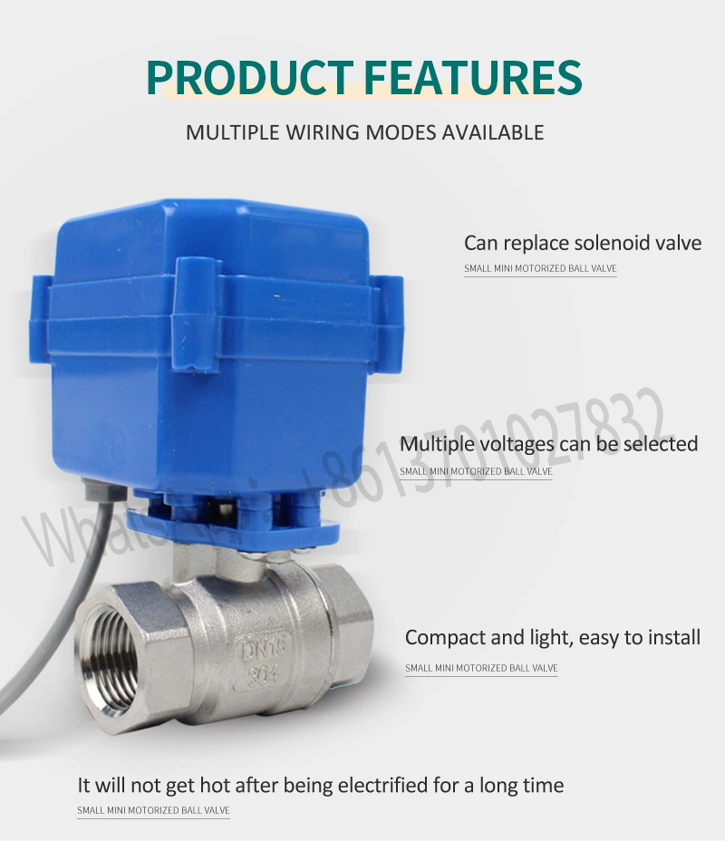 Normally Open Stainless Steel Mini Electric Ball Valve for Industrial Usage