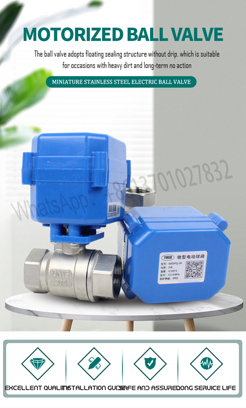 Normally Open Stainless Steel Mini Electric Ball Valve for Industrial Usage